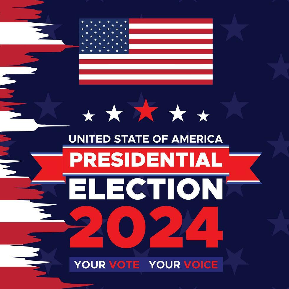 votar 2024. presidencial elección día en unido estados elección 2024 EE.UU. político elección Campaña bandera. fondo, correo, bandera, tarjeta, póster diseño con votar día noviembre 5 5 nosotros vector