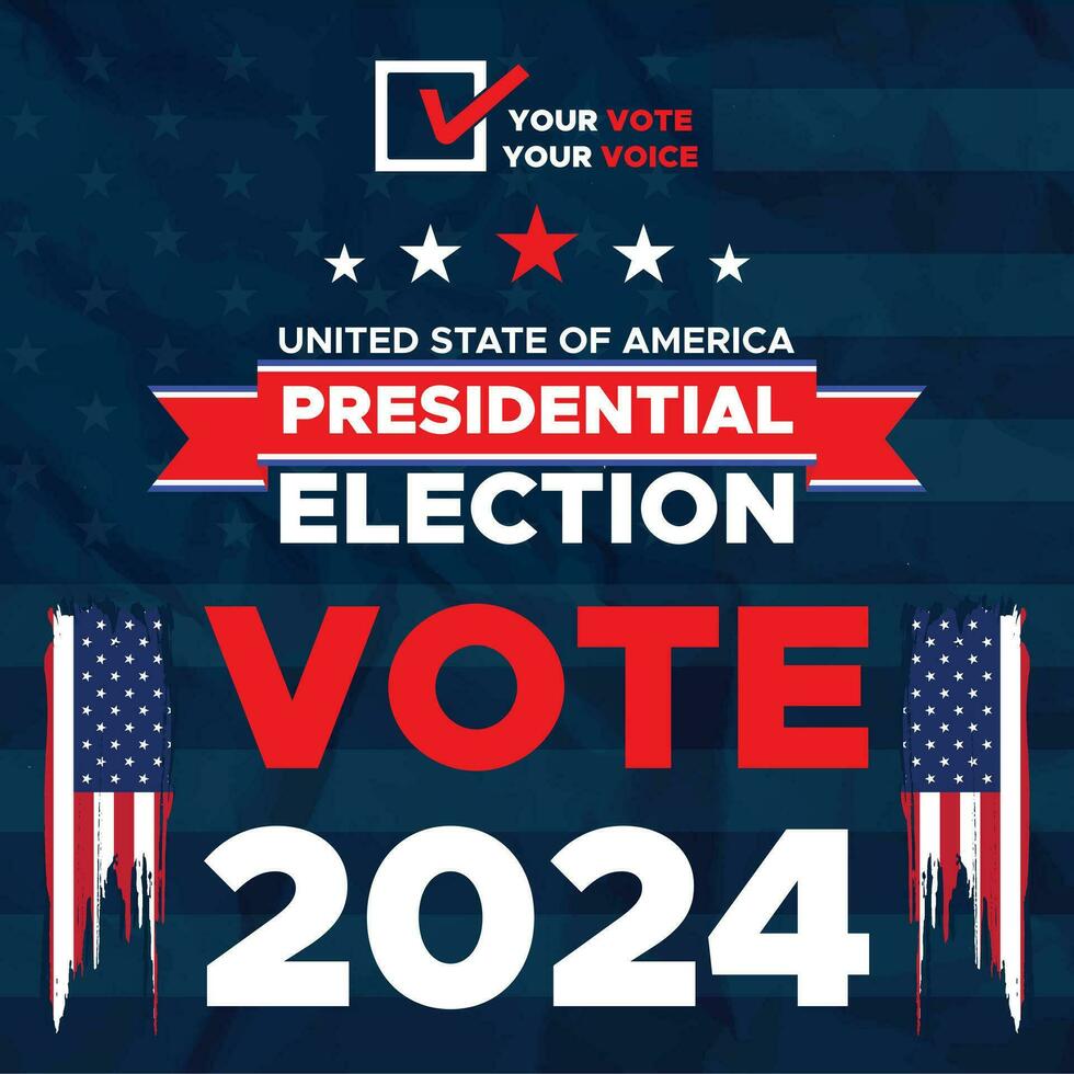 votar 2024. presidencial elección día en unido estados elección 2024 EE.UU. político elección Campaña bandera. fondo, correo, bandera, tarjeta, póster diseño con votar día noviembre 5 5 nosotros vector