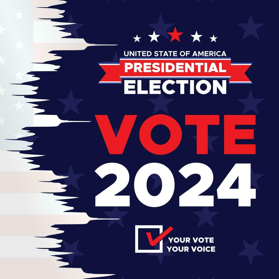 votar 2024. presidencial elección día en unido estados elección 2024 EE.UU. político elección Campaña bandera. fondo, correo, bandera, tarjeta, póster diseño con votar día noviembre 5 5 nosotros vector