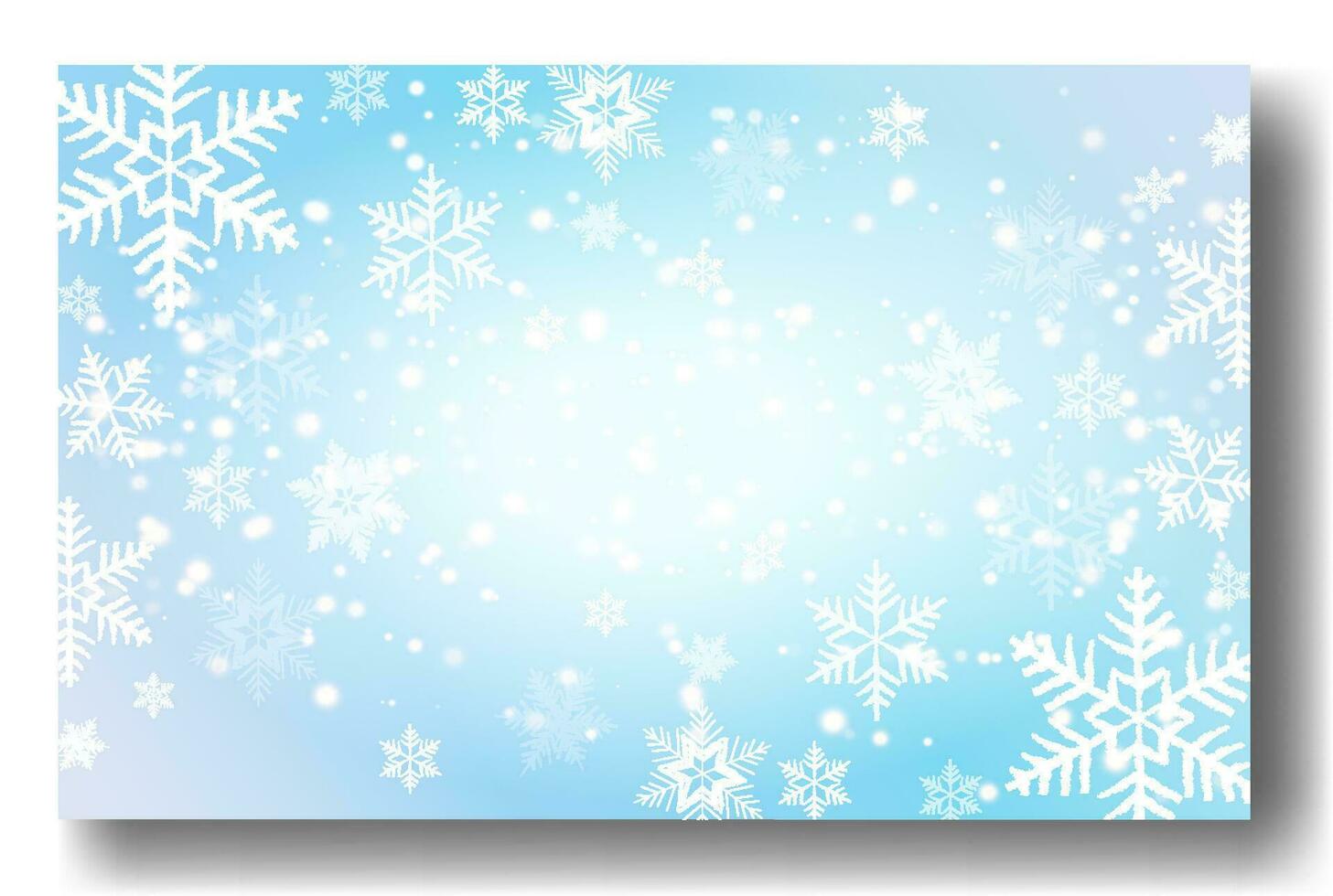 Cute falling snow flakes illustration. Wintertime speck frozen granules. Snowfall sky white teal blue wallpaper. Scattered snowflakes december theme. Snow hurricane landscape vector