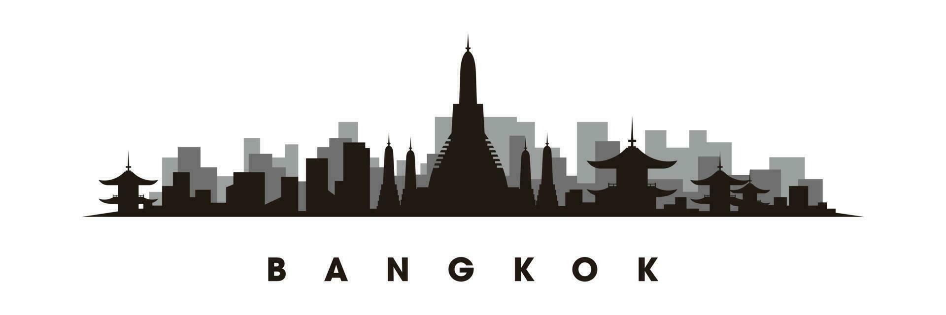 Bangkok skyline and landmarks silhouette vector