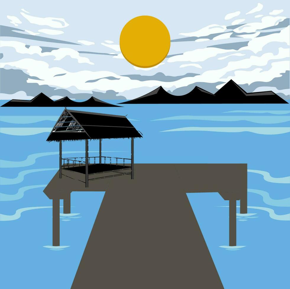 beach scene artwork vector