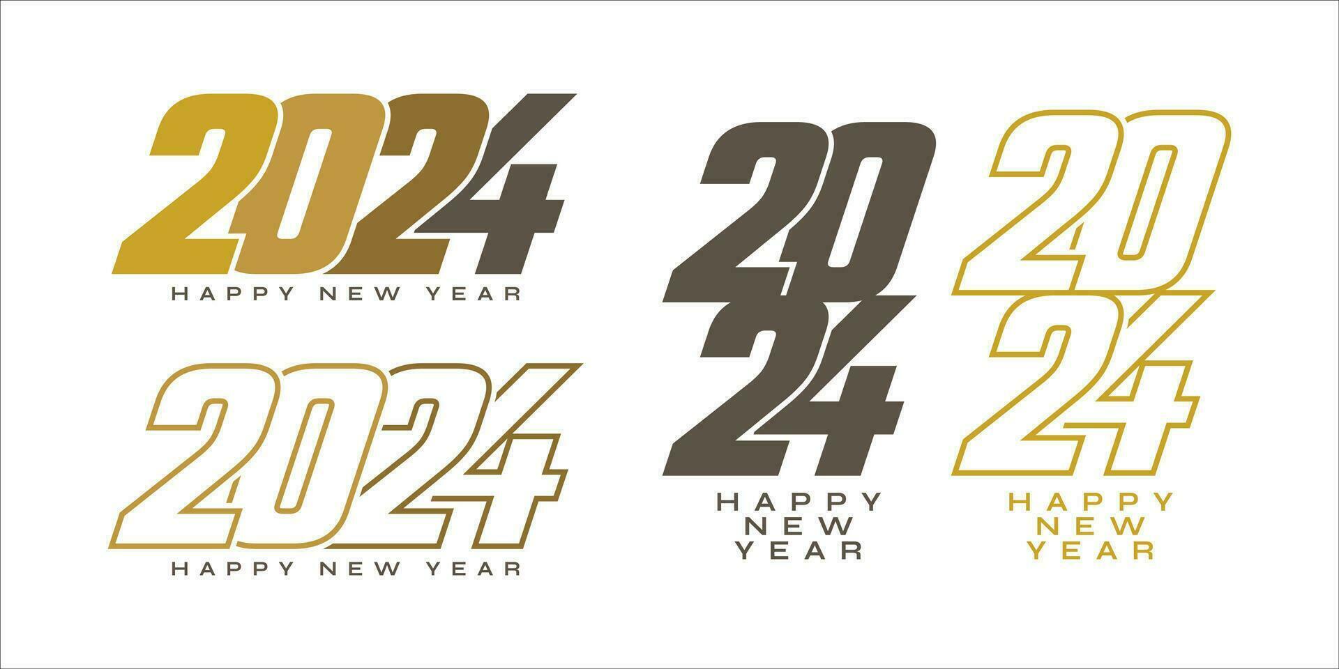 2024 number design. 2024 Happy New Year logo text design. Vector illustration logo for template, diaries, notebooks, calendars.