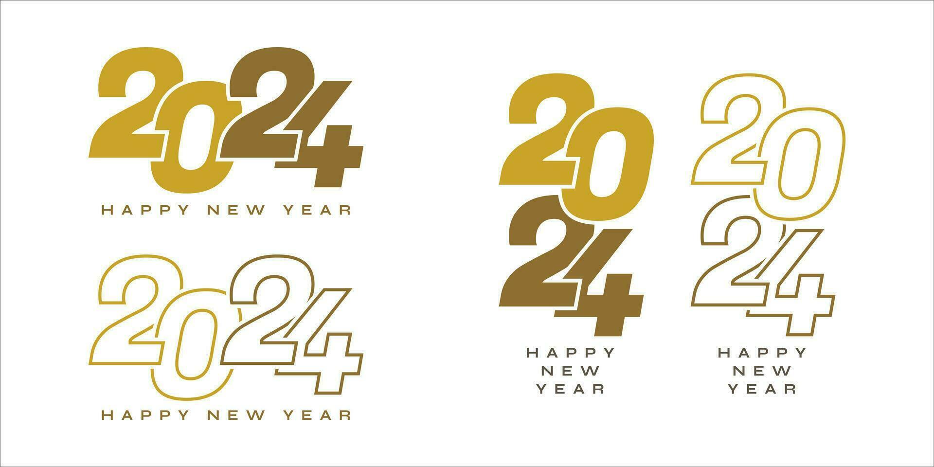 2024 number design. 2024 Happy New Year logo text design. Vector illustration logo for template, diaries, notebooks, calendars.