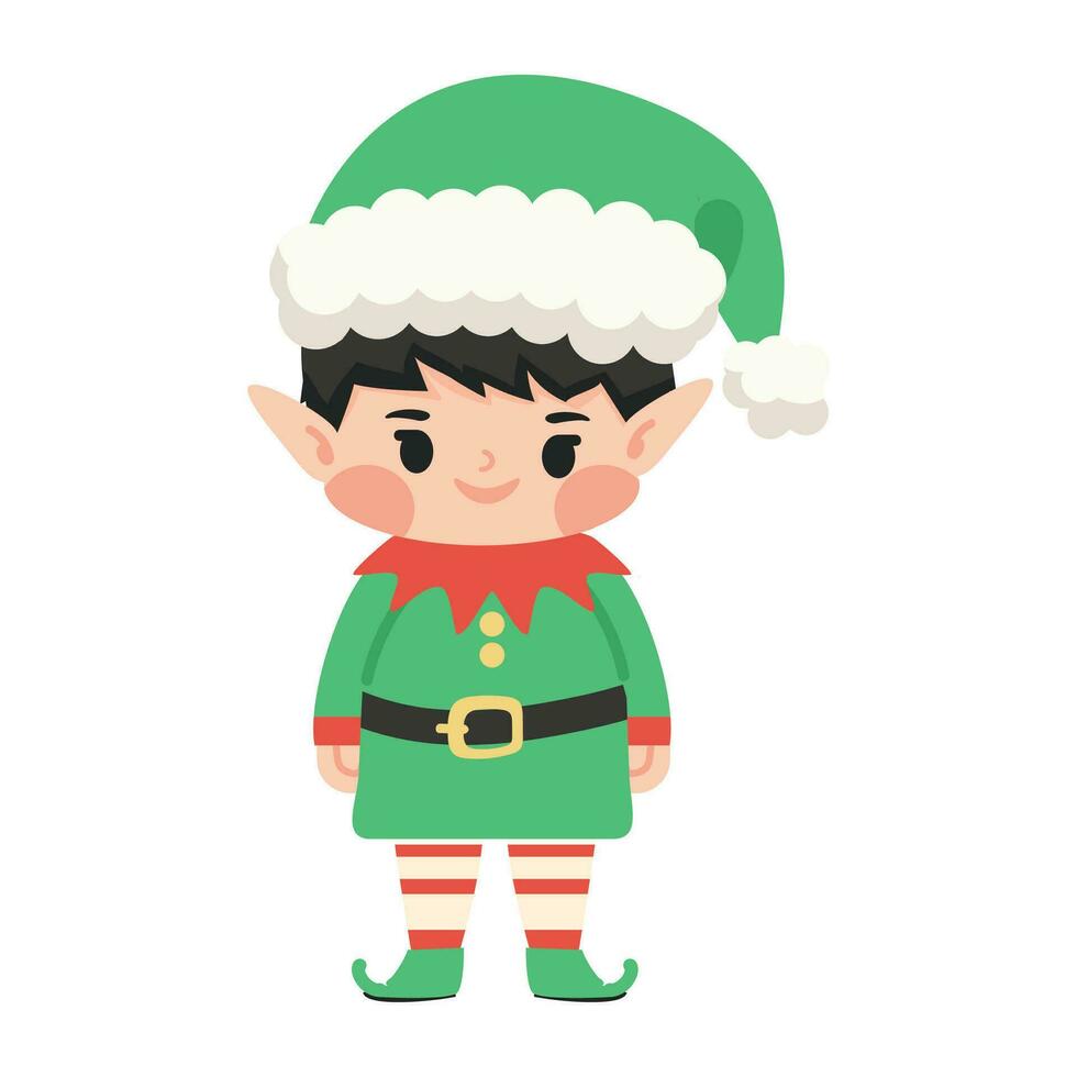 Happy christmas elf boy character vector