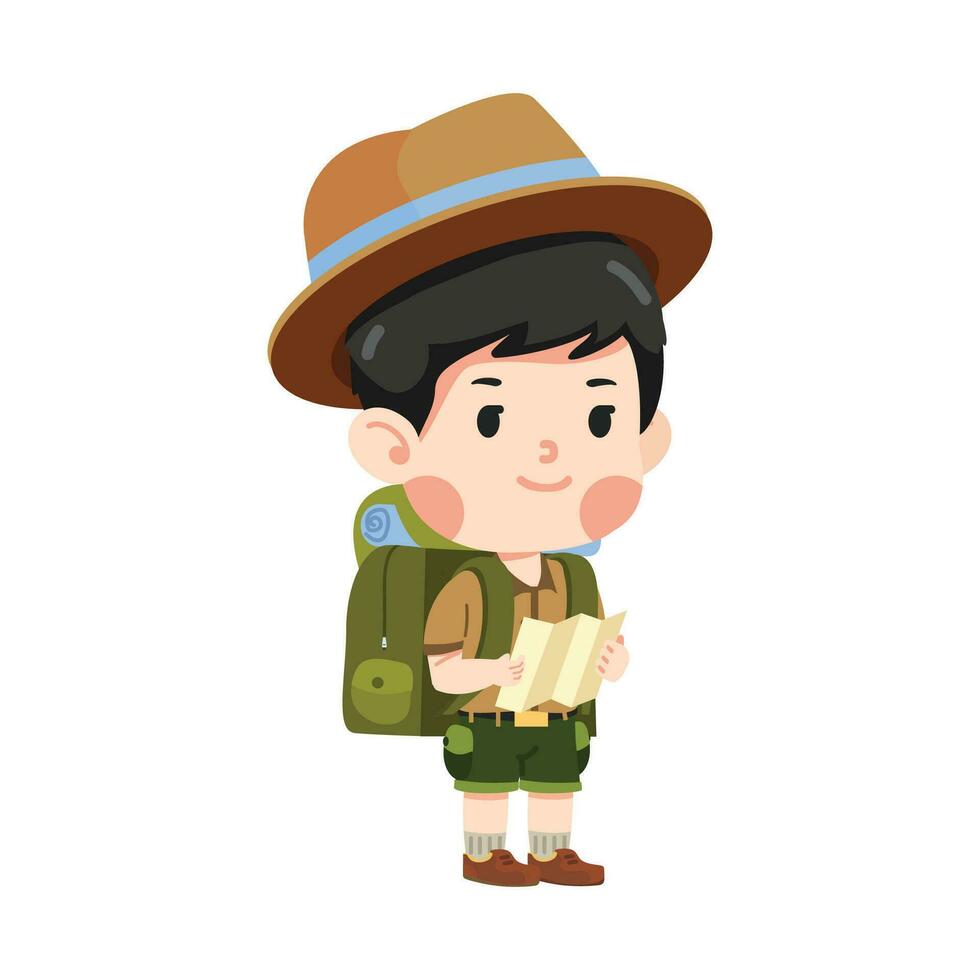 Kid Boy hiker With Backpack vector