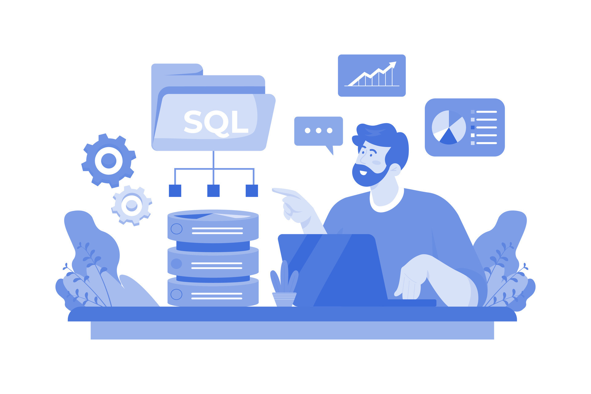 SQL Developer Developer Illustration concept on a white background ...