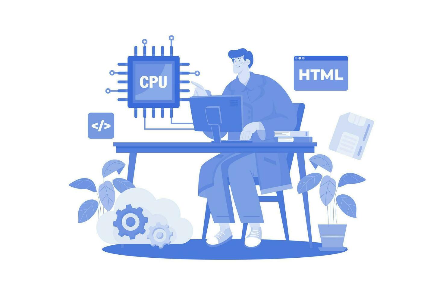 Computer Scientist Illustration concept on a white background vector