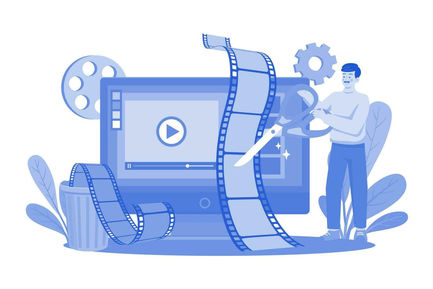 vídeo editor ilustración concepto en un blanco antecedentes vector