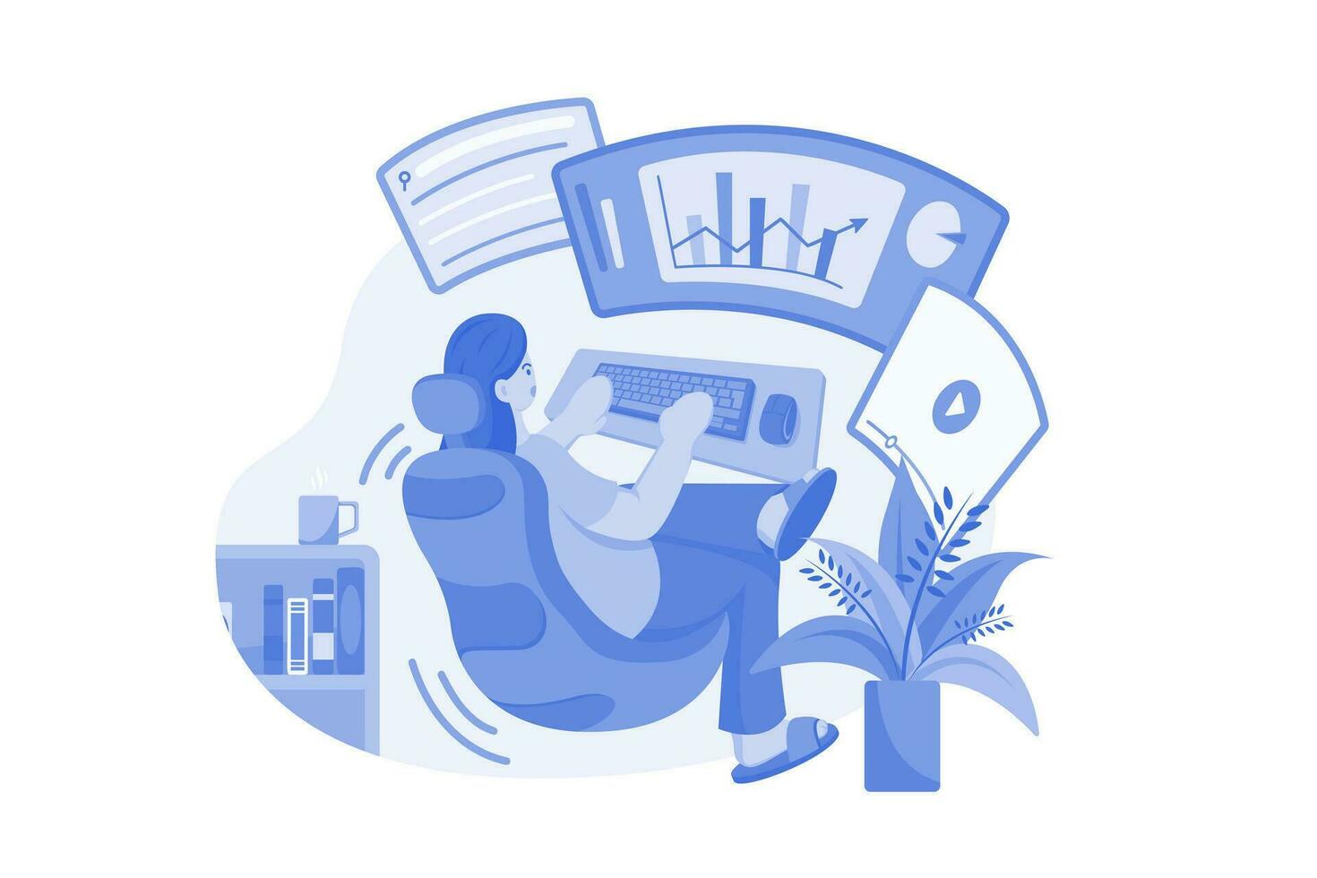 Woman Doing Multitasking While Working From Home vector