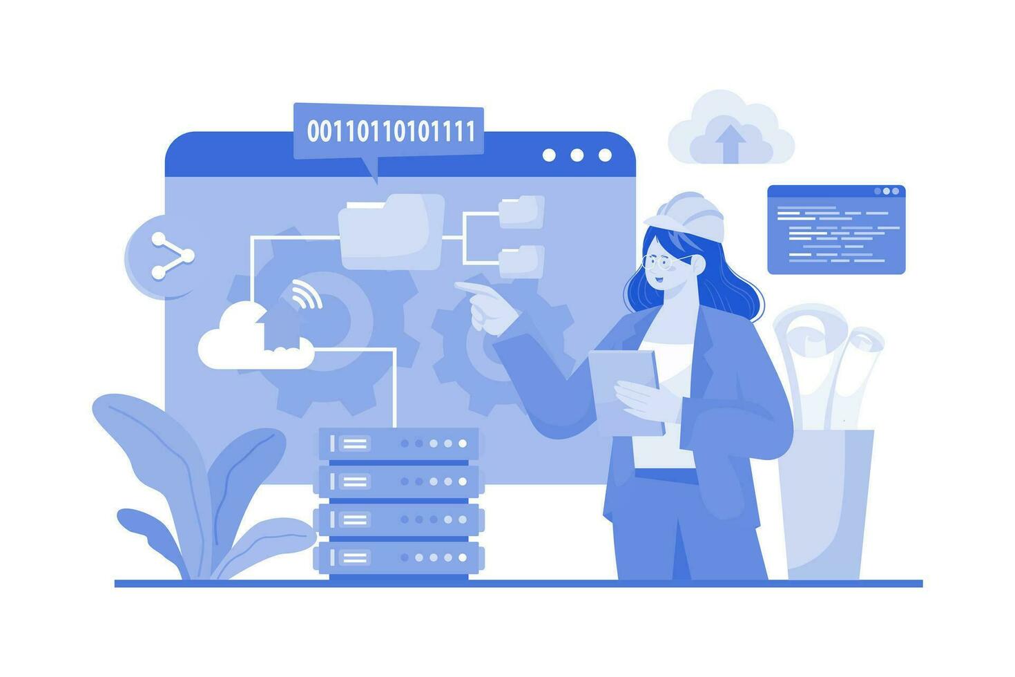 Cloud Architect Illustration concept on a white background vector