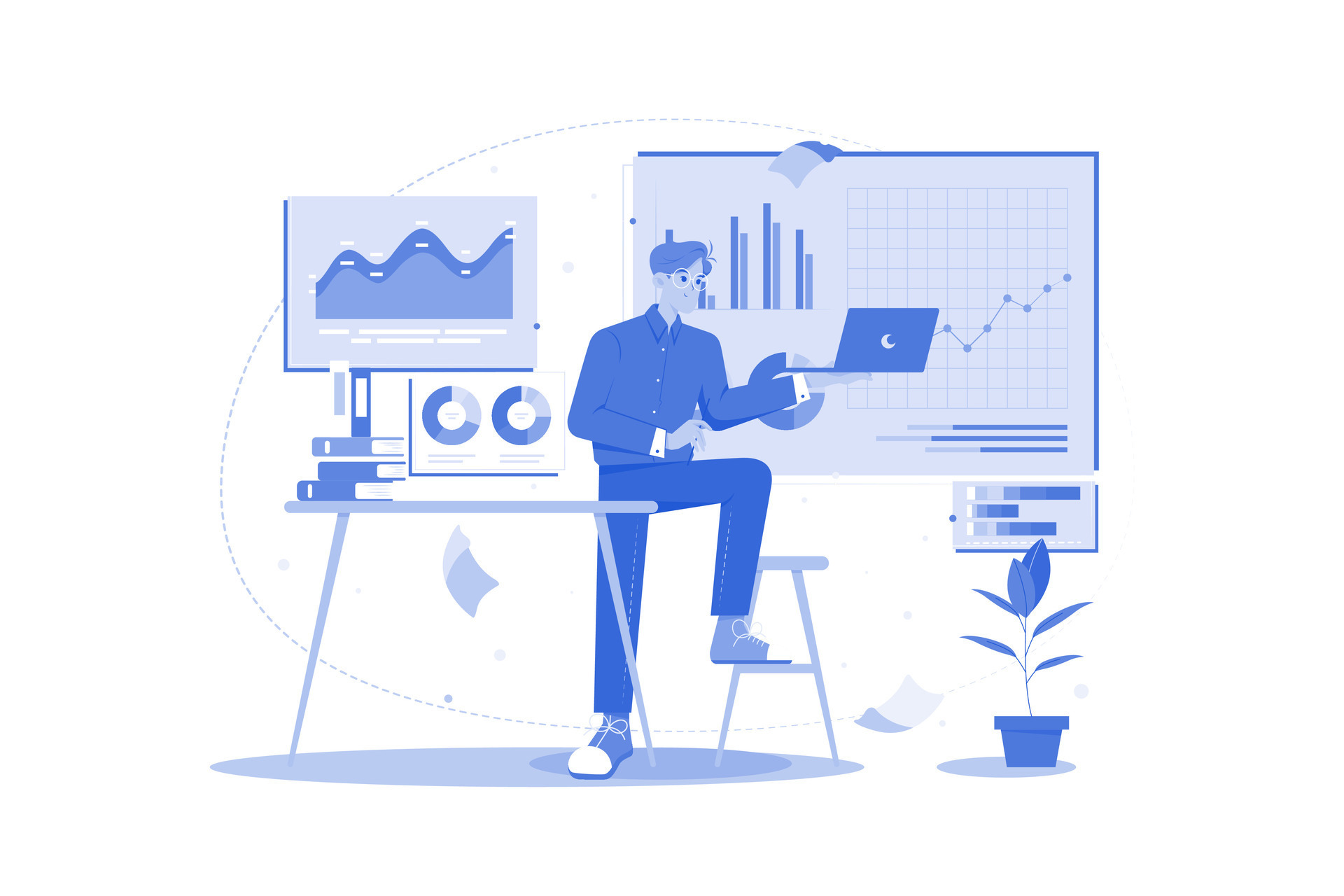 Data Analyst interpreting research findings. 34752292 Vector Art at ...