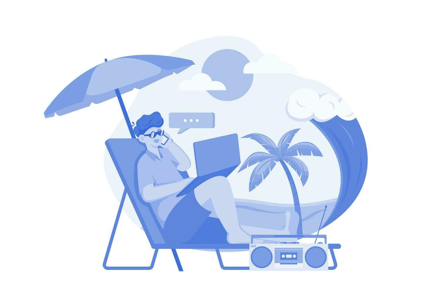 Freelancer Working On The Beach vector