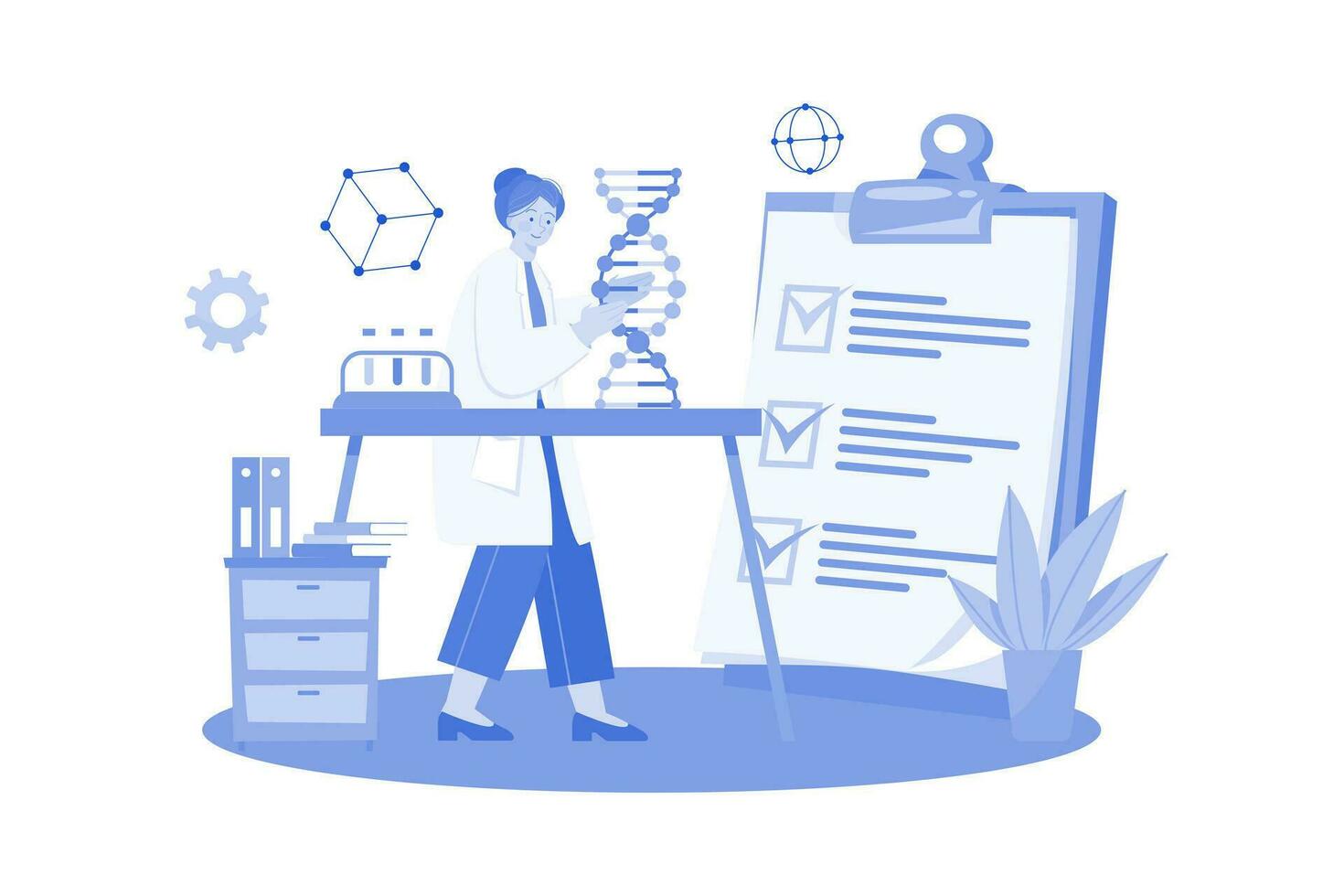 Female Scientist Doing DNA Research vector