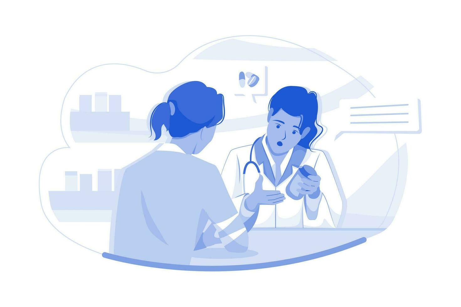Female Doctor Explaining Medication vector