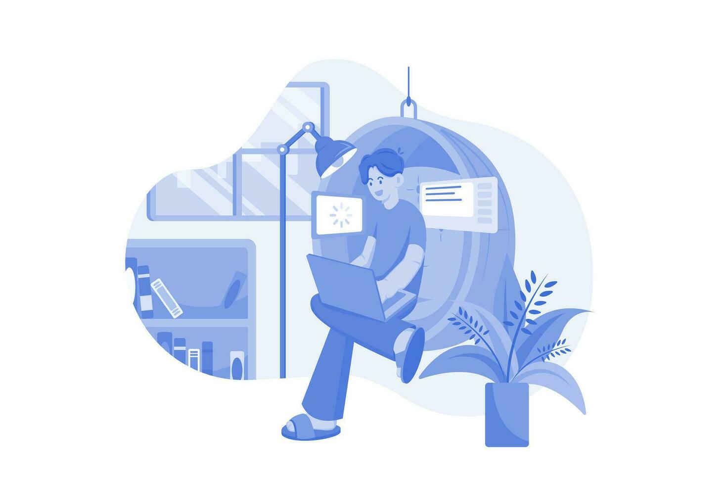 Male Freelancer Working From Home vector