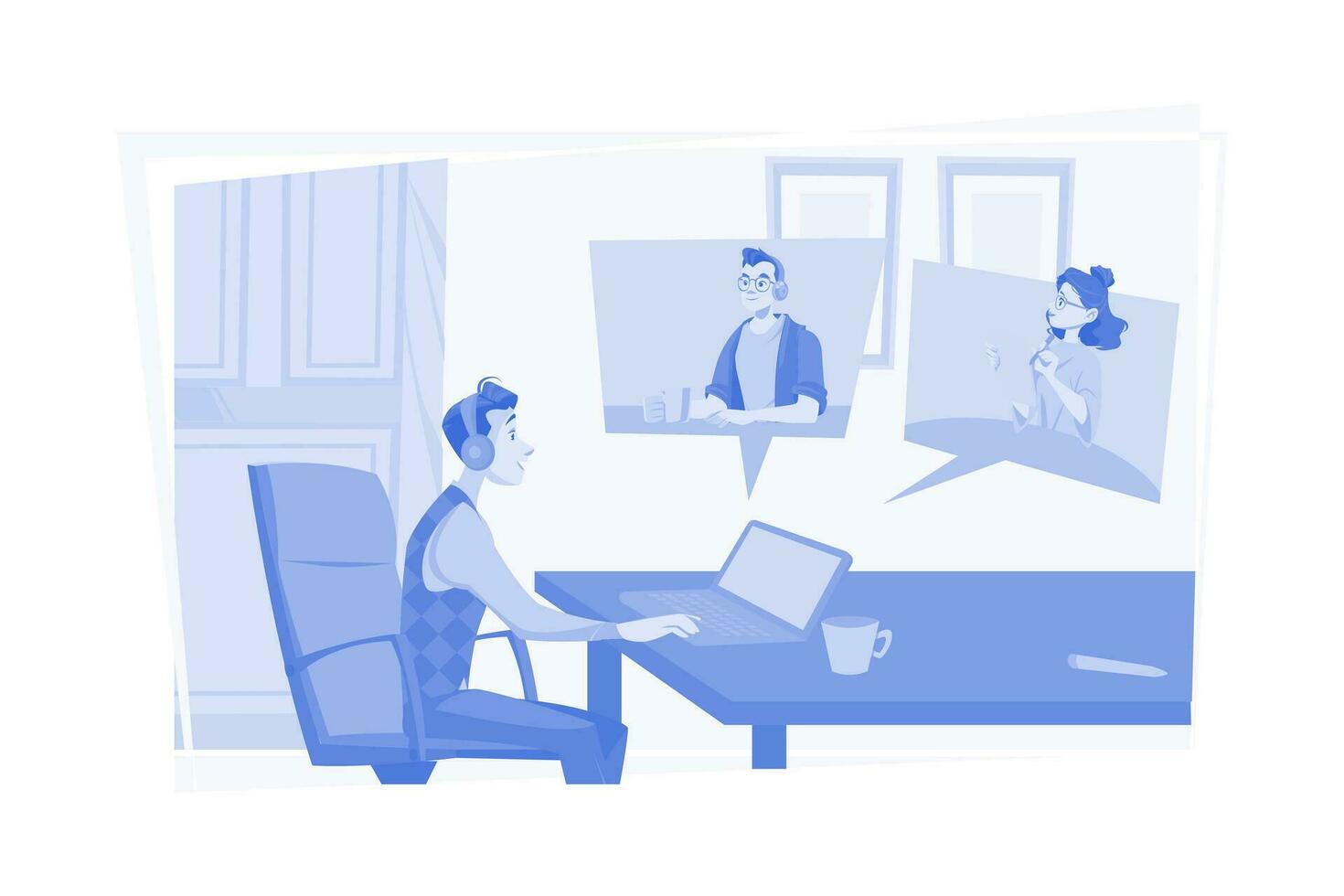 Online Conference Meeting Illustration concept on white background vector