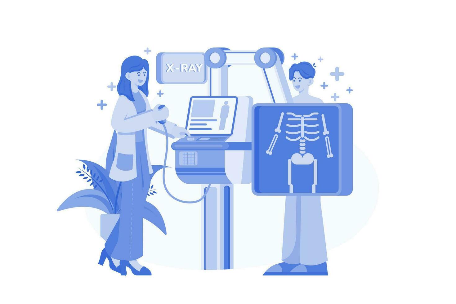 Doctor Examining Patient's X-Ray vector