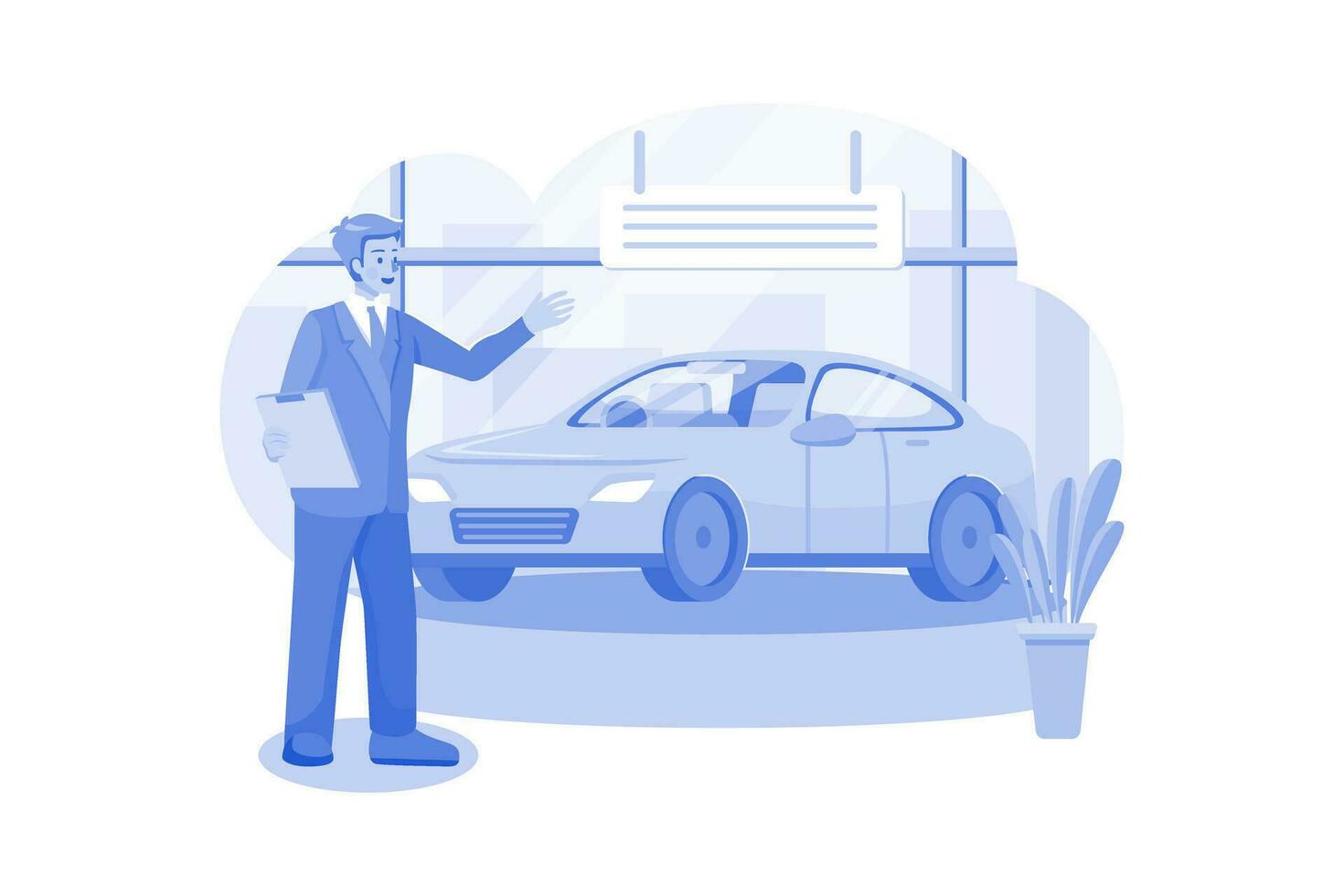 Car Showroom Manager Dealing With Car vector