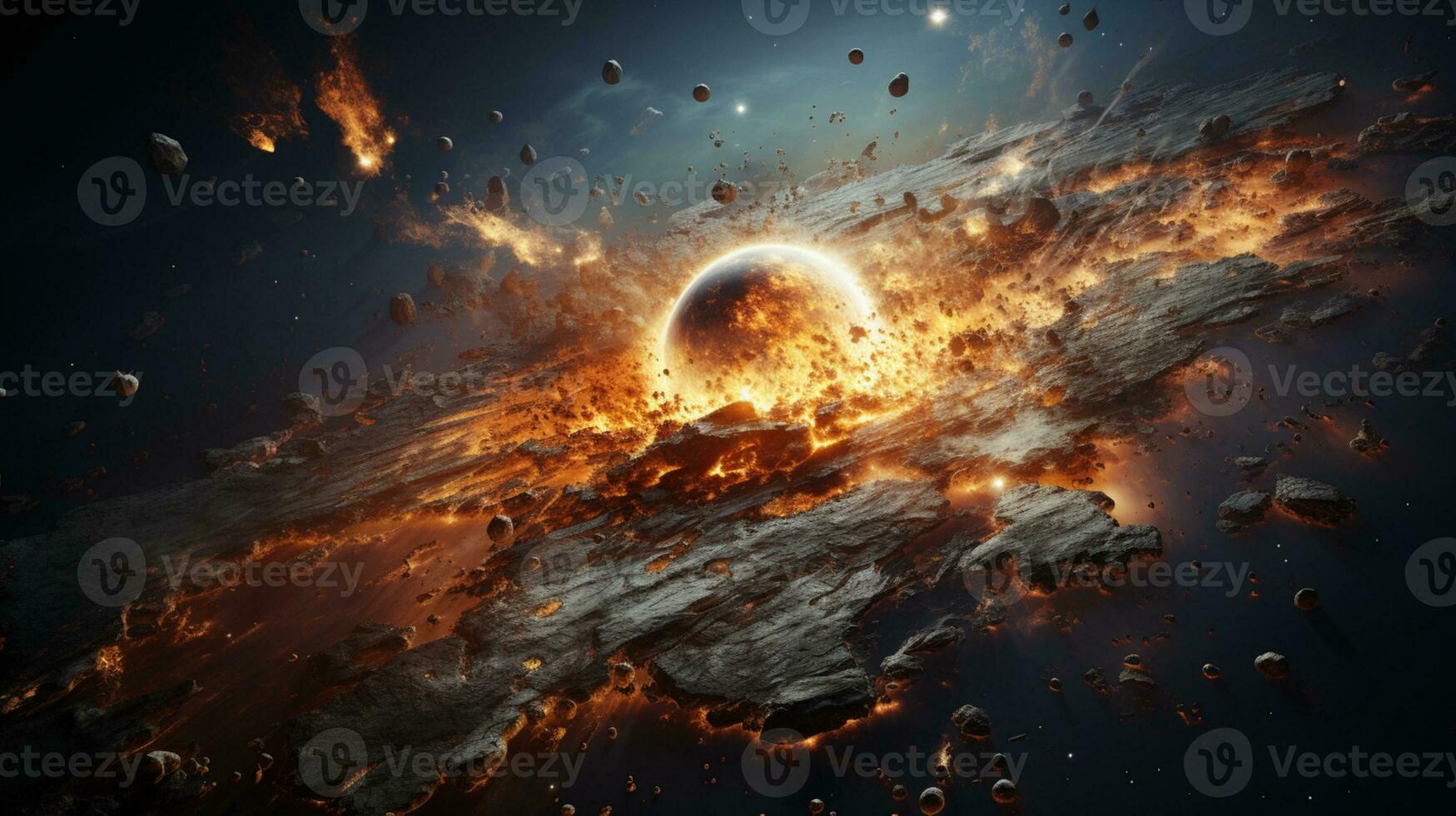 Meteor impact space astronomy photo realistic AI generated