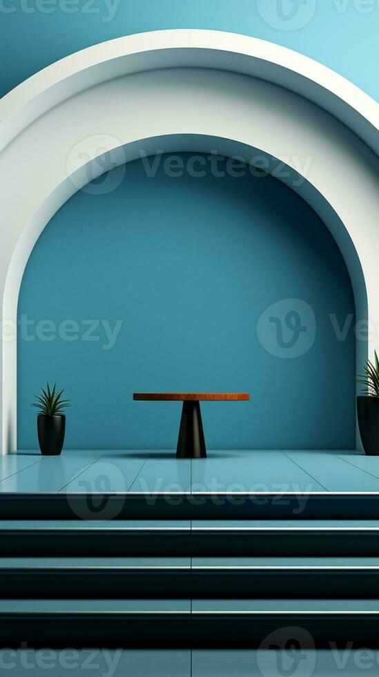 AI generated Study desk room with chair and library photo