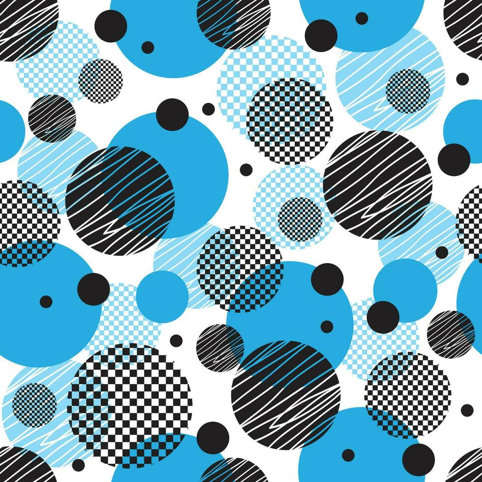 seamless pattern beautiful blue and black circle shape vector