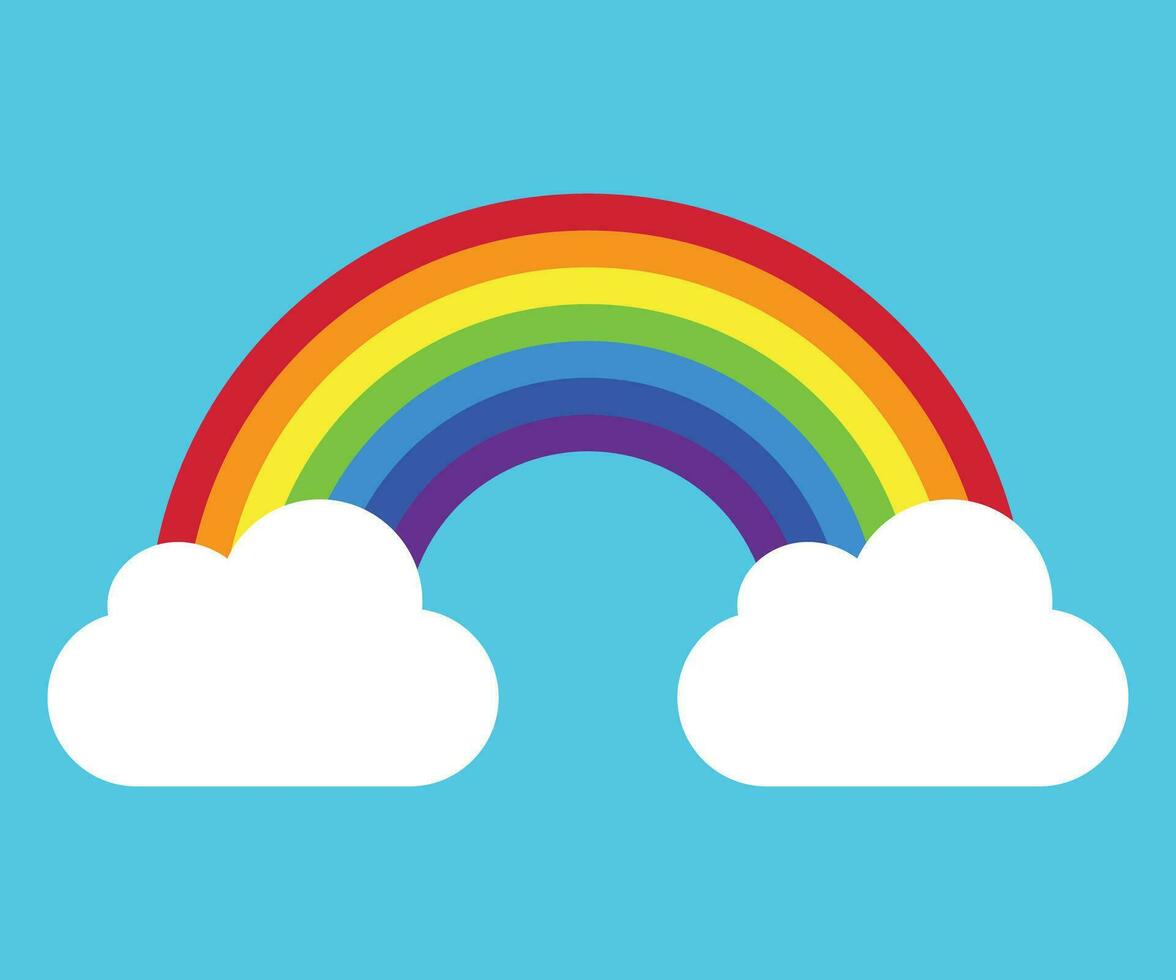 Rainbow with clouds icon vector. Cloud with rainbow icon isolated on white background. Vector illustration