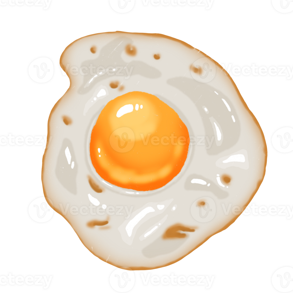 gebakken ei verf semi-realistisch transparant. illustratie over gezond voedsel. png