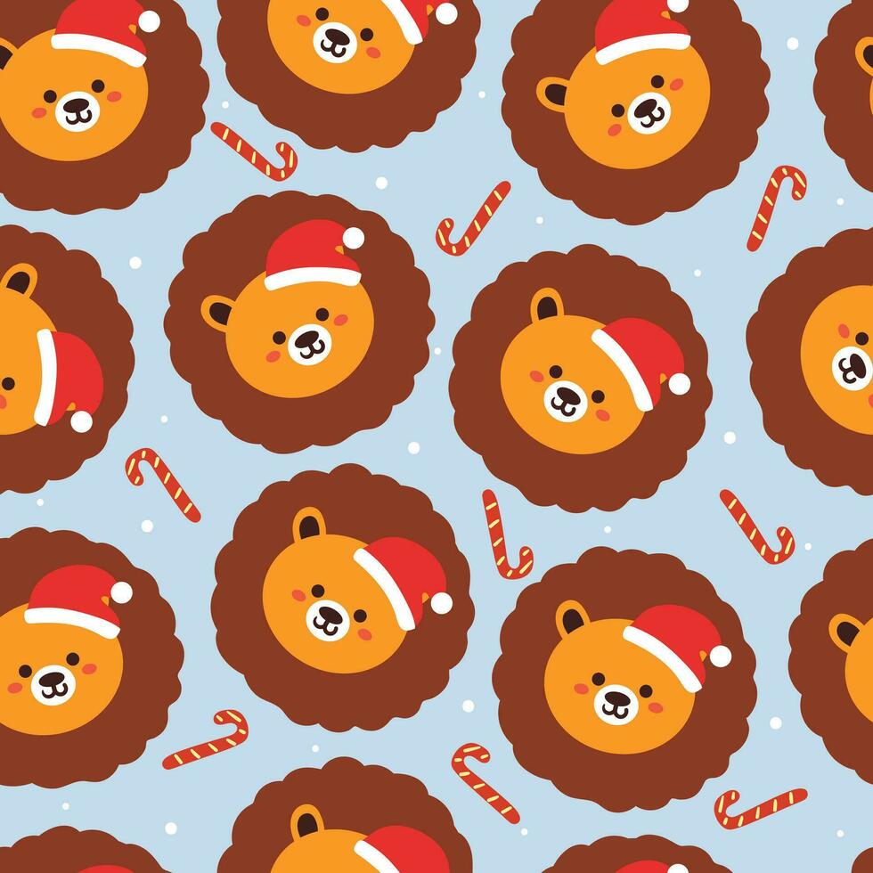 seamless pattern cartoon lion. cute animal wallpaper illustration for gift wrap paper vector