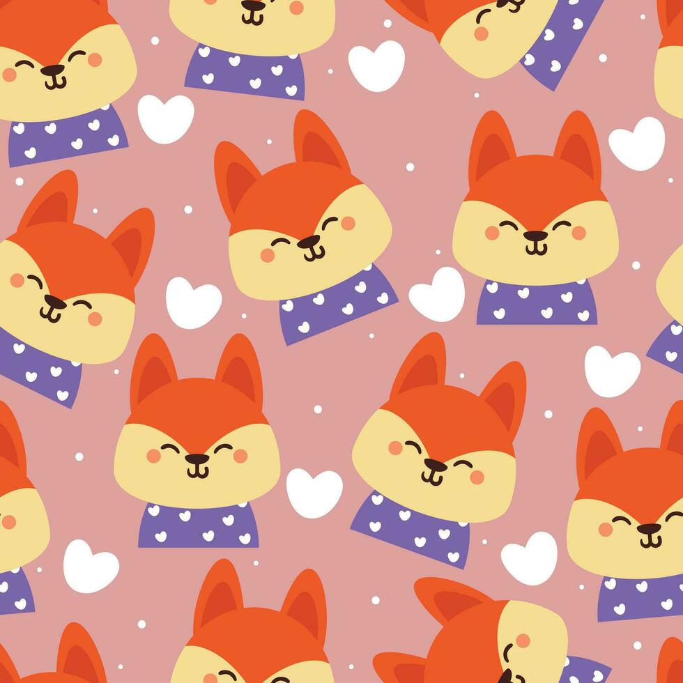 seamless pattern cartoon fox. cute animal wallpaper illustration for gift wrap paper vector