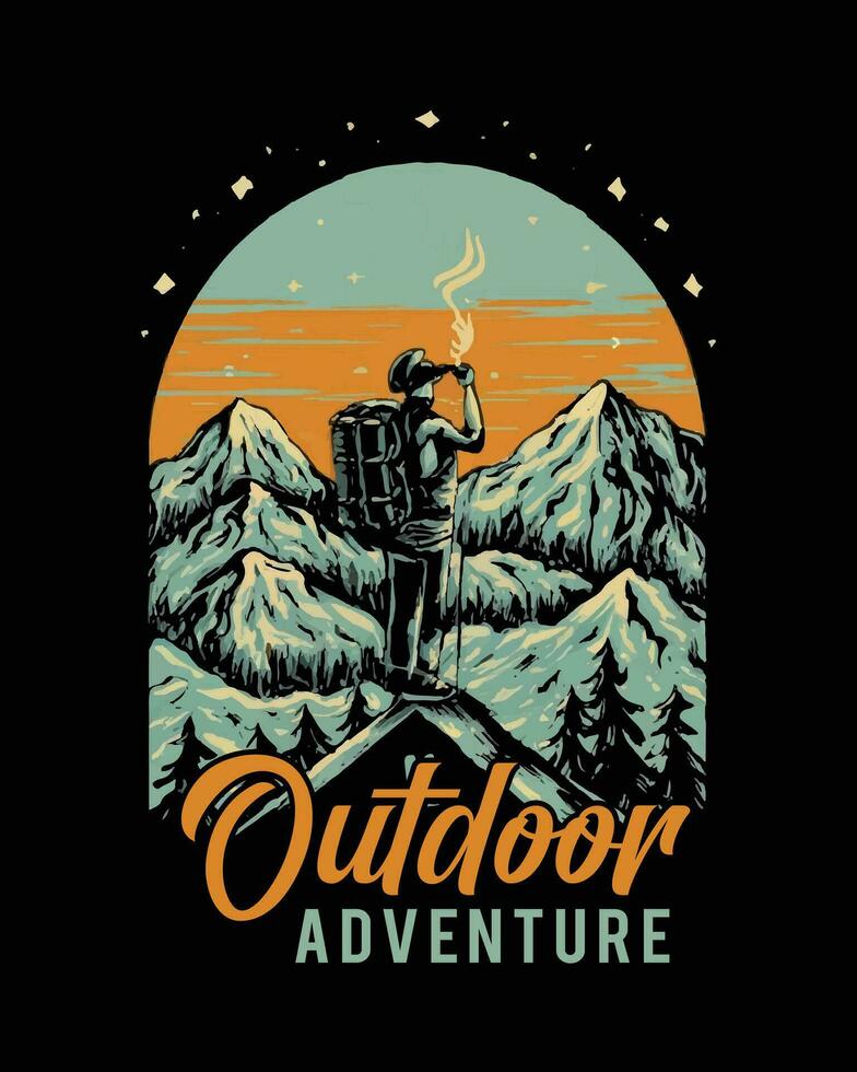 Hiking outdoor t-Shirt Design, Hiking tee vector Design