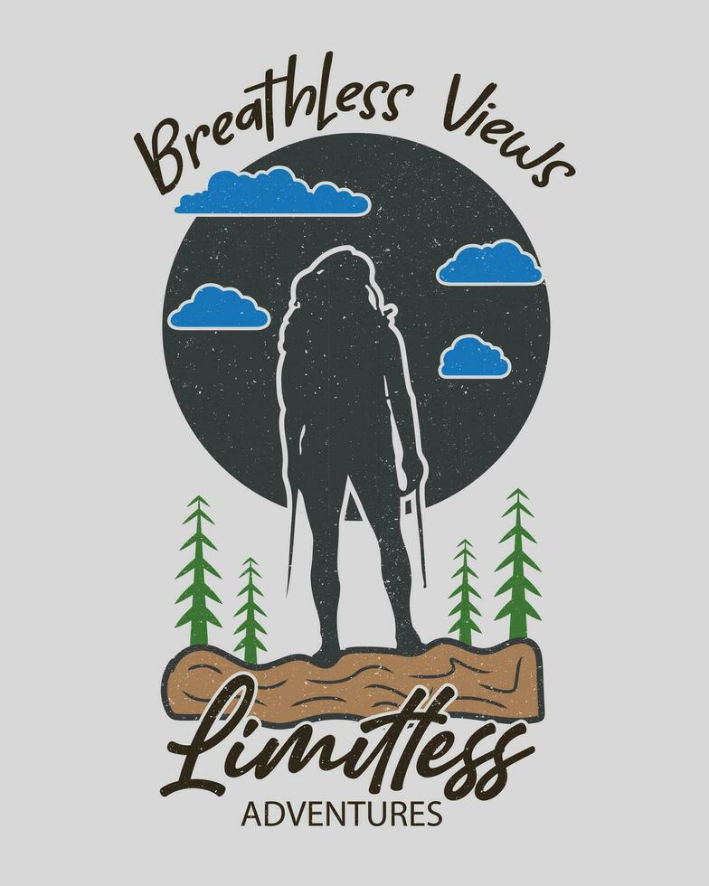 Hiking outdoor t-Shirt Design, Hiking tee vector Design