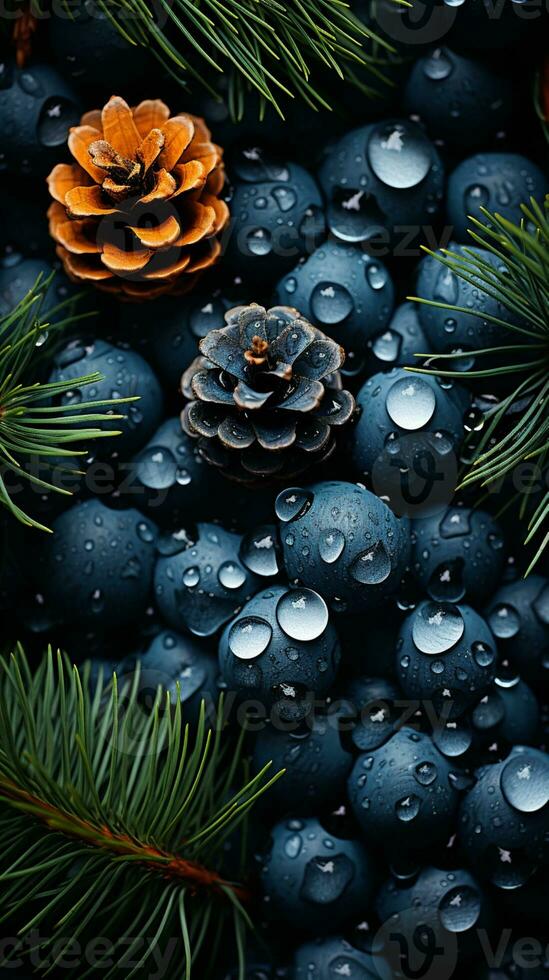 Pine forest tree winter story background AI generated photo
