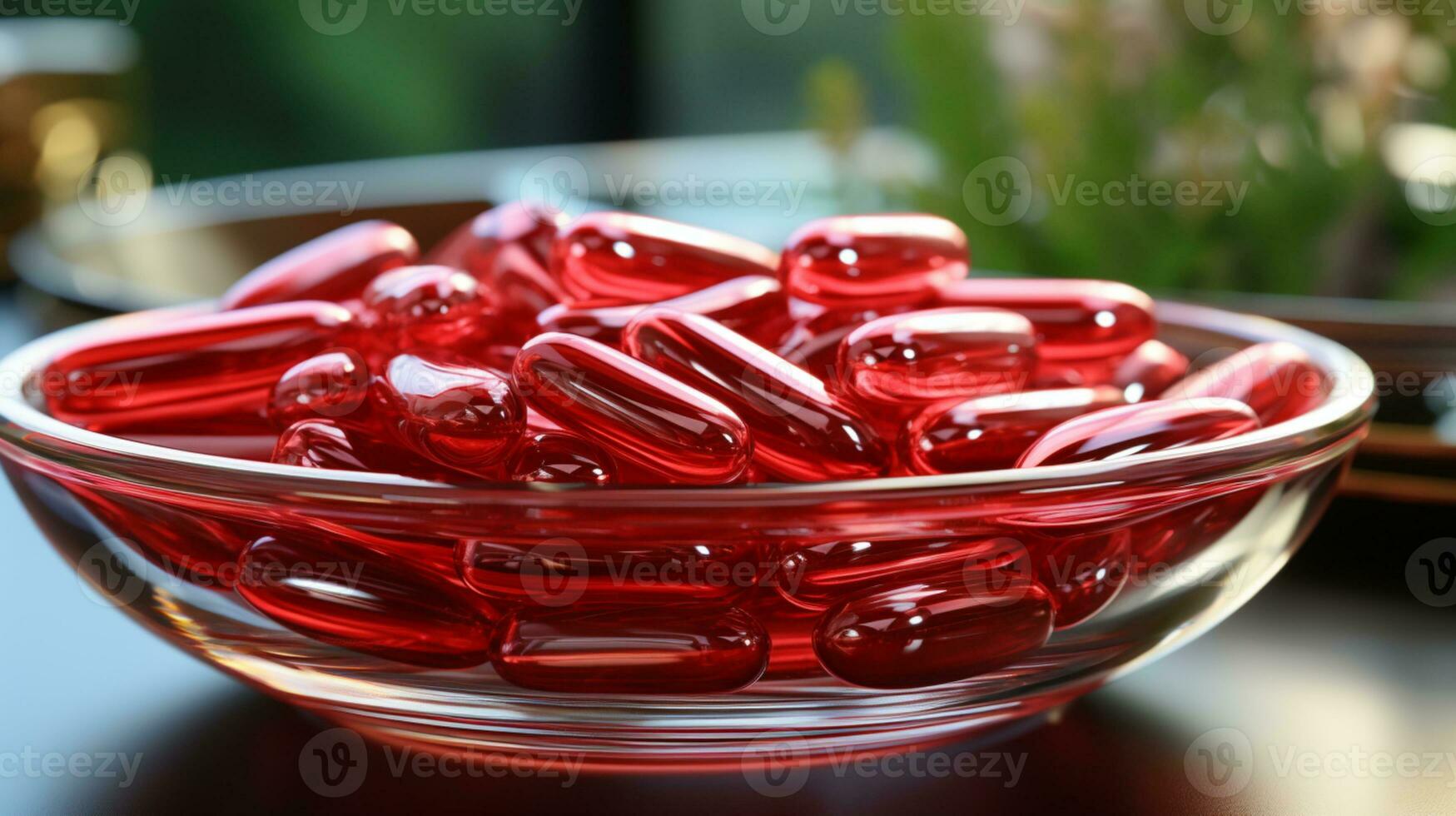 Capsule red medicine vitamin photo realistic AI generated