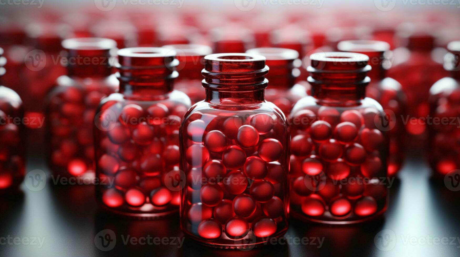 cápsula rojo medicina vitamina foto realista ai generado