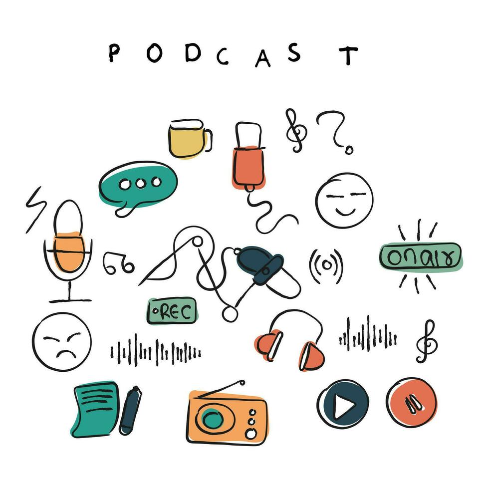podcast póster elementos vector