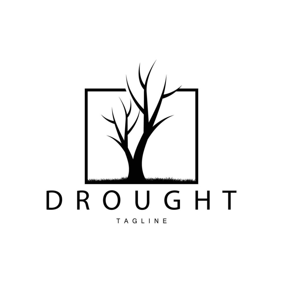 Drought Logo, Dry Tree Logo Design with Simple, Minimalist and Modern Vector Line Style