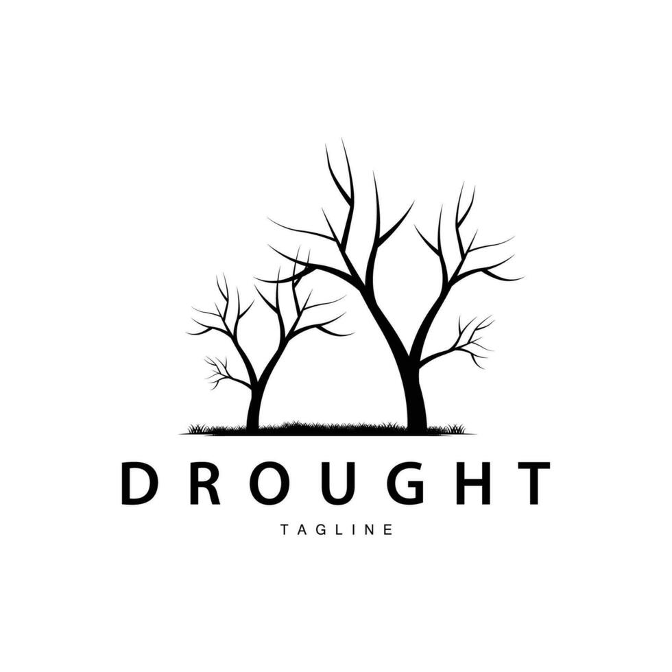 Drought Logo, Dry Tree Logo Design with Simple, Minimalist and Modern Vector Line Style