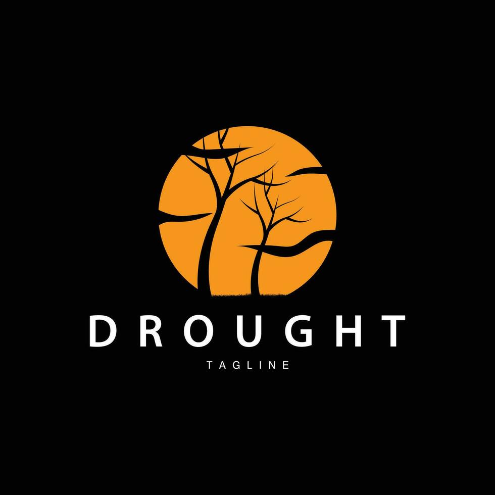 Drought Logo, Dry Tree Logo Design with Simple, Minimalist and Modern Vector Line Style