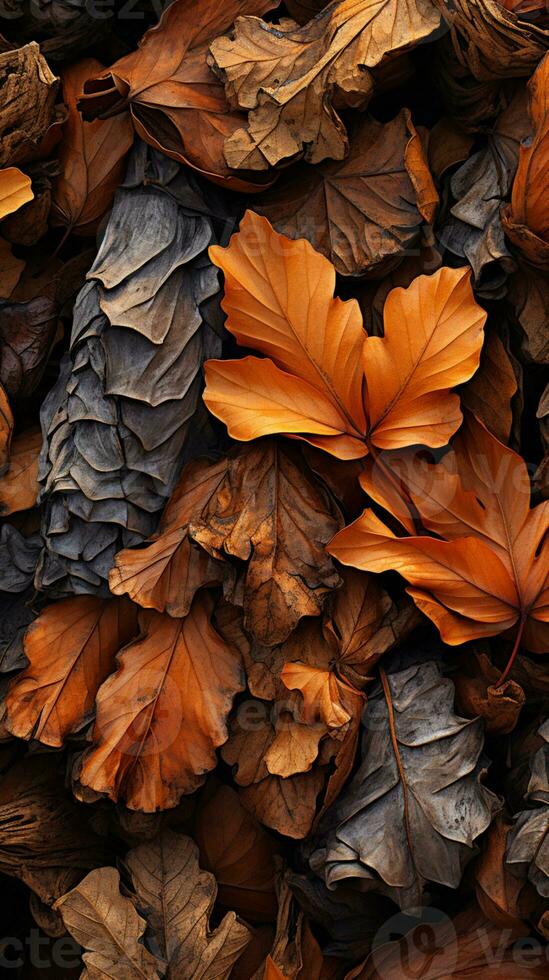 Foliage leaf winter season background AI generated photo