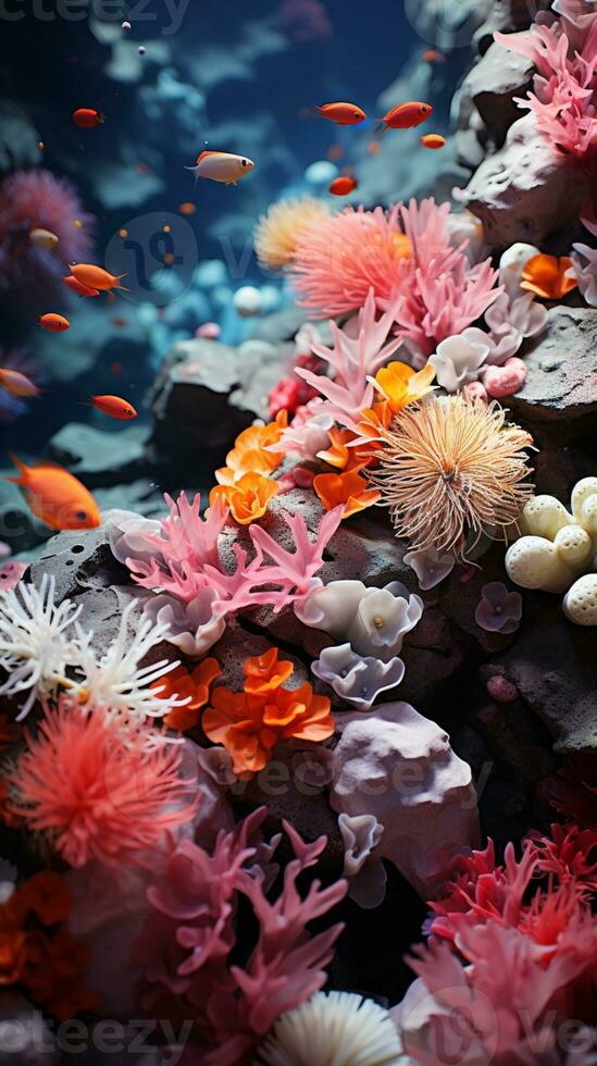 AI generated Ocean under water with coral reef photo