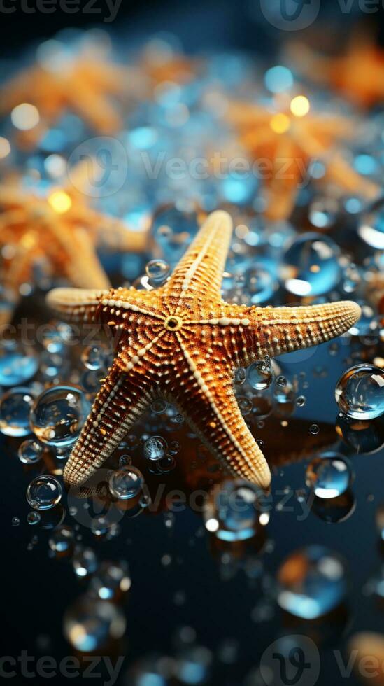 AI generated Starfish animal sea on beach rock pattern photo