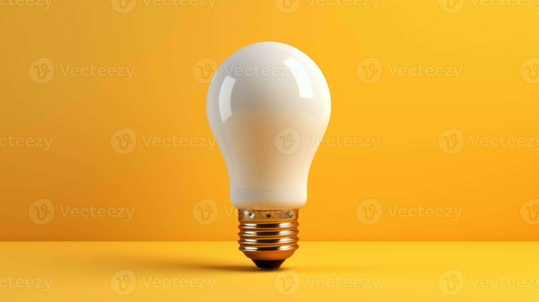 White 3D light bulb on a yellow background. New idea and inspiration concept. photo