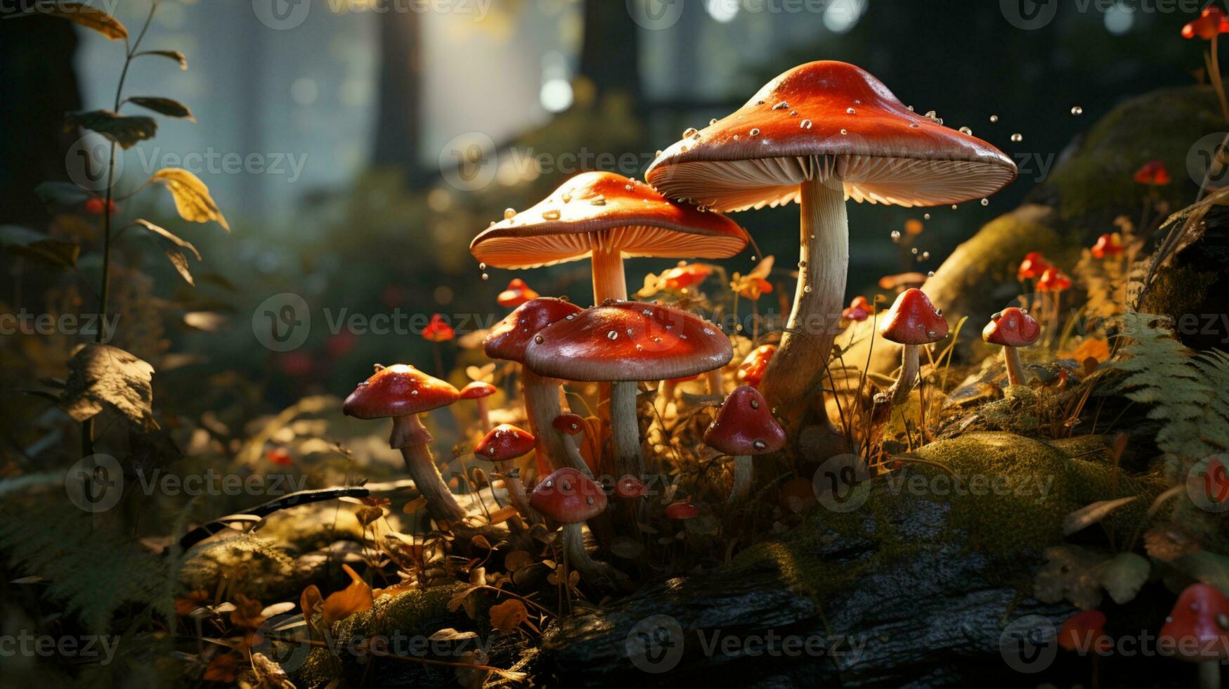 Mushroom plant background photo realistic AI generated