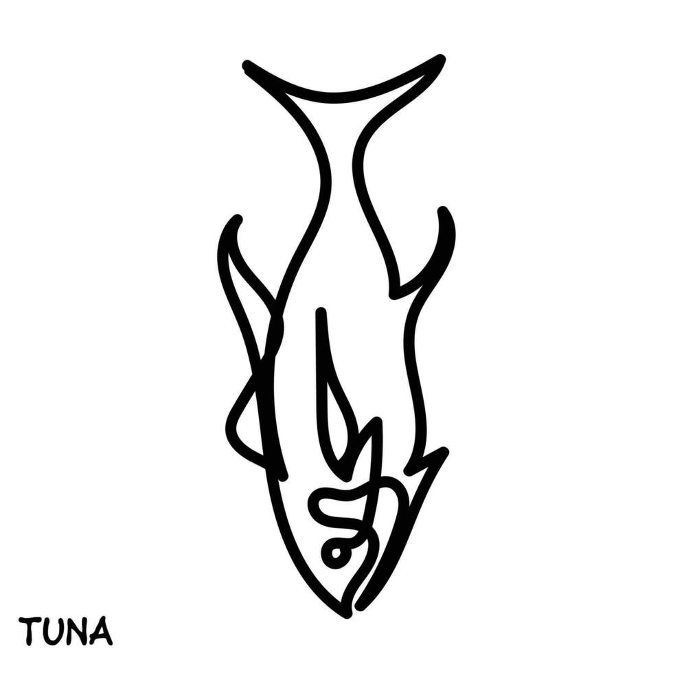 line art vector of tuna fish.