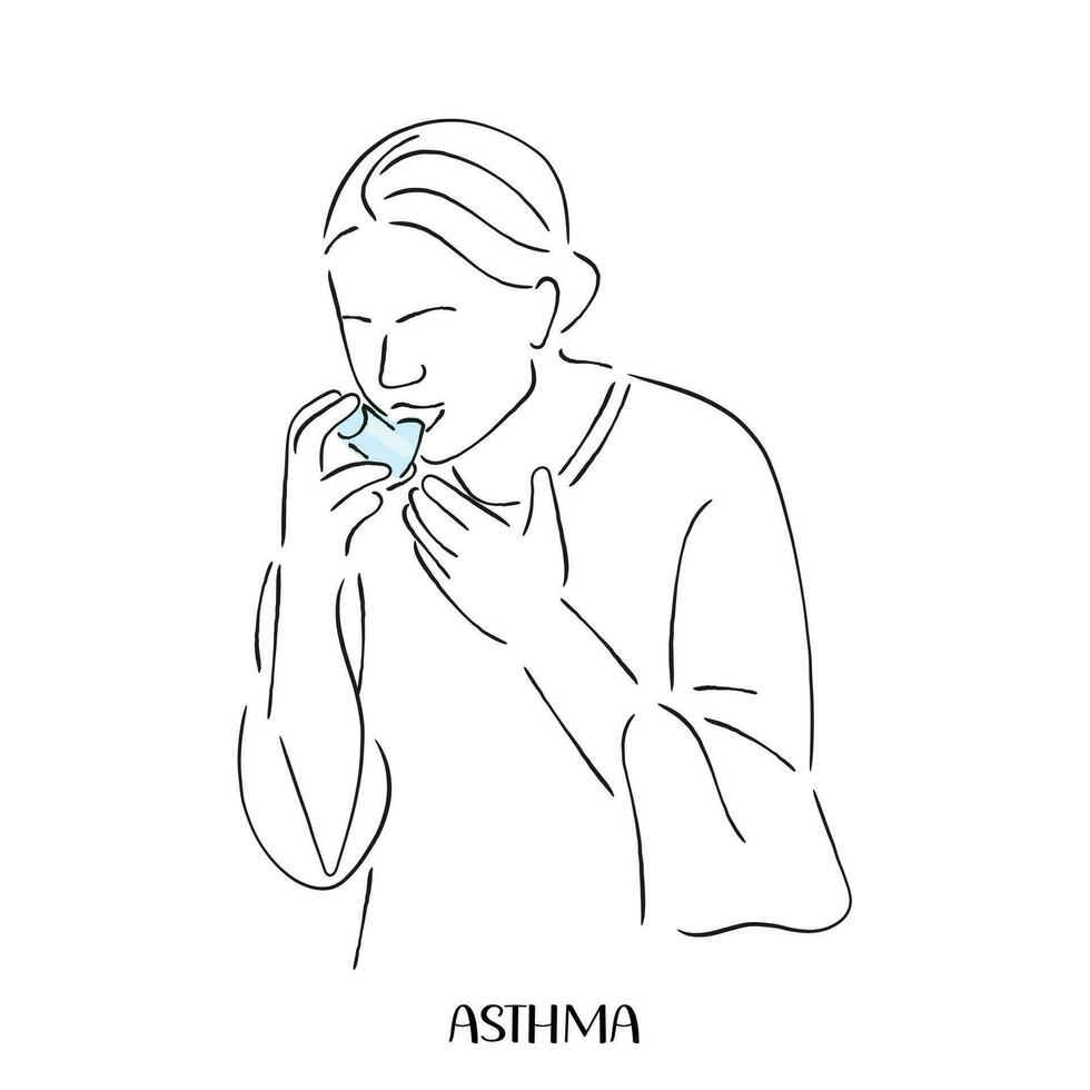 line art vector of asthma awareness.