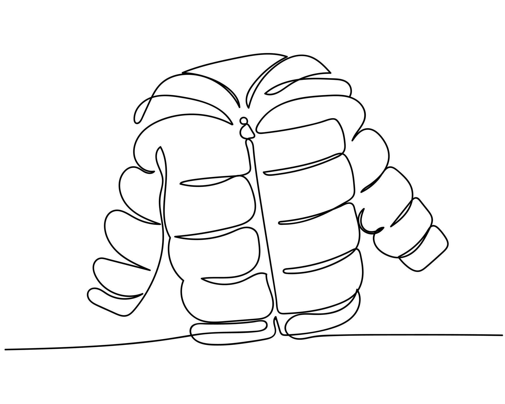 Continuous line art collection of fluffy jackets called puffers or