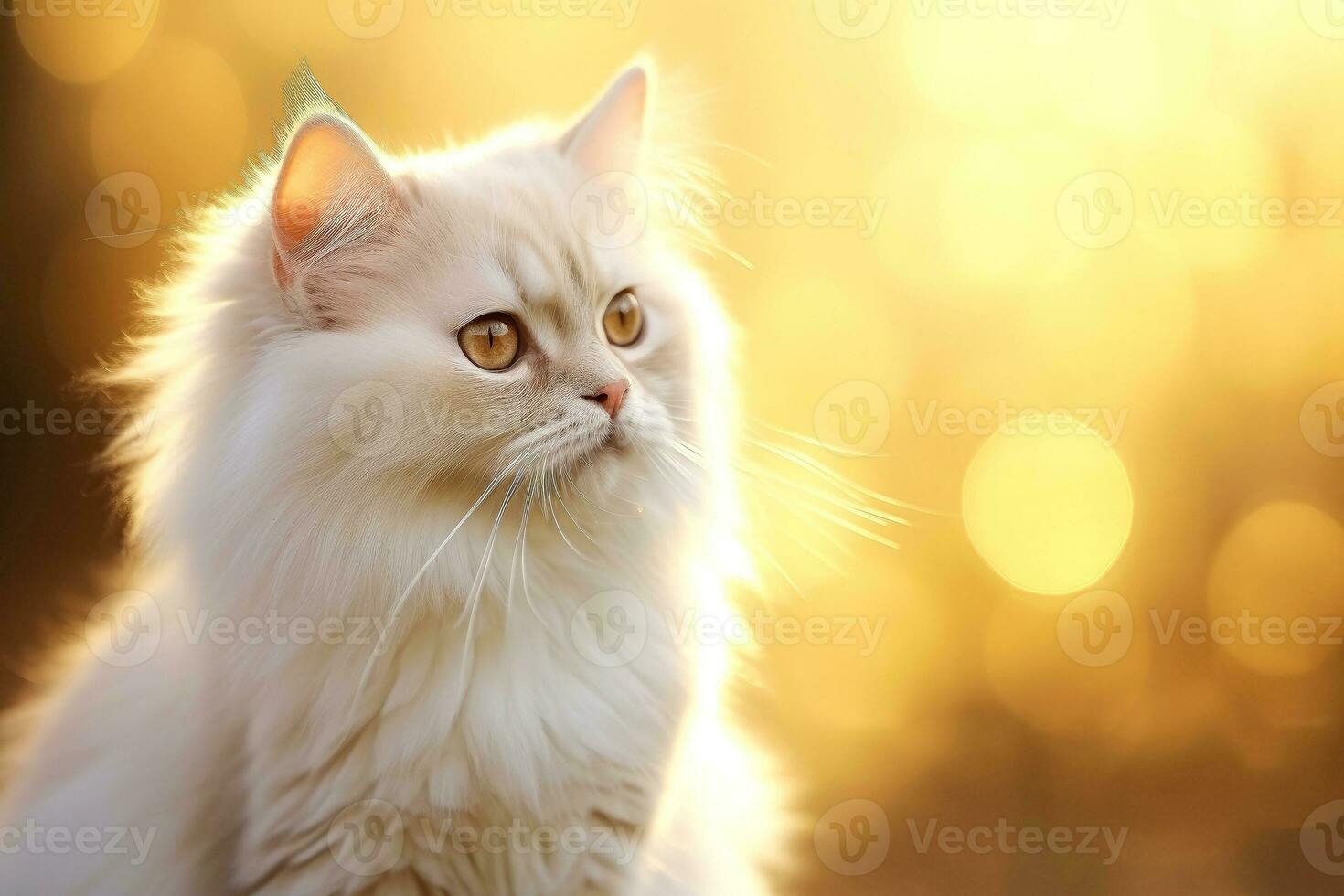 Close-up of cute cat gazing at something with beautiful bokeh background, Generative AI photo