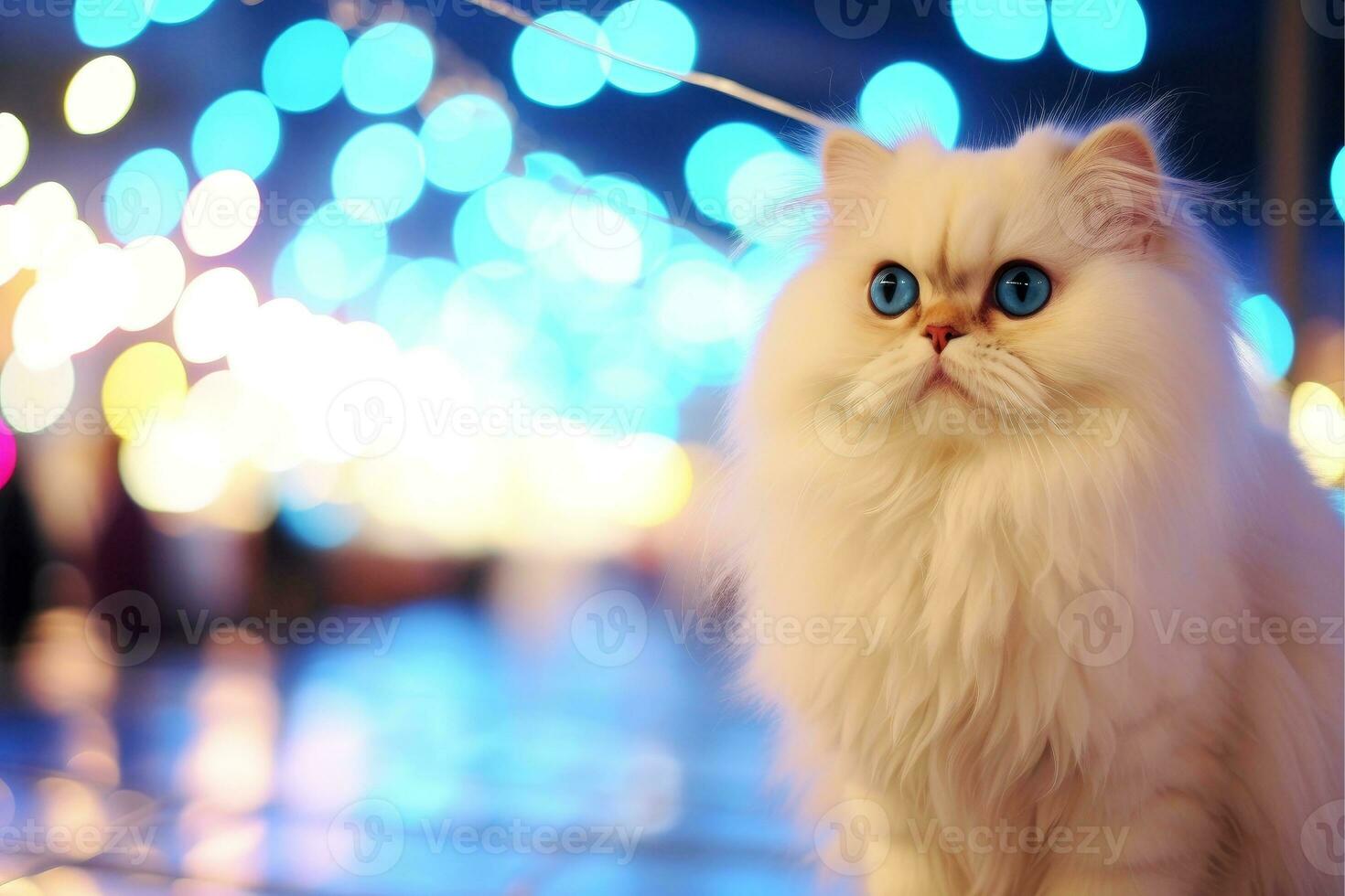 Close-up of cute cat gazing at something with beautiful bokeh background, Generative AI photo