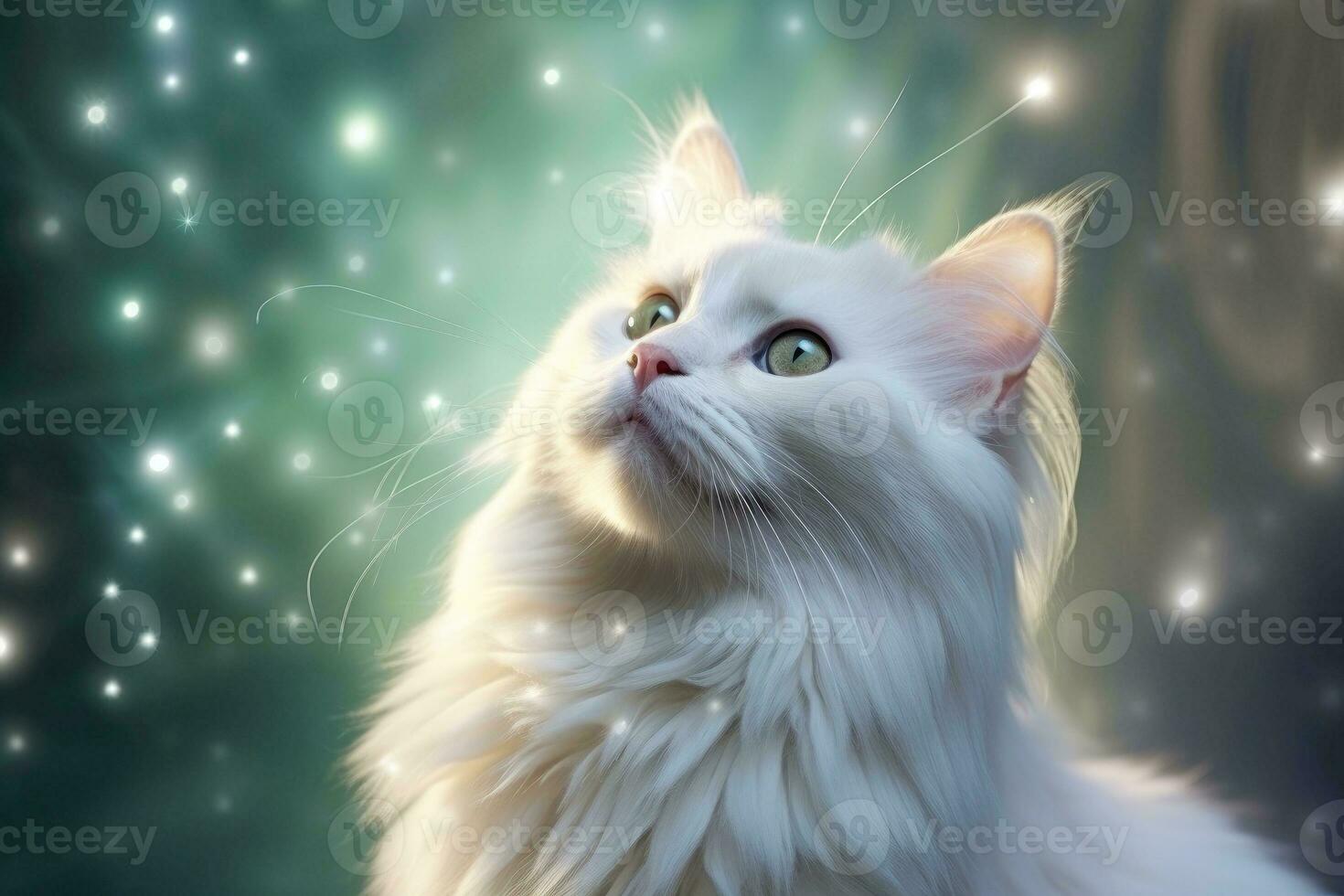 Close-up of cute cat gazing at something with beautiful bokeh background, Generative AI photo